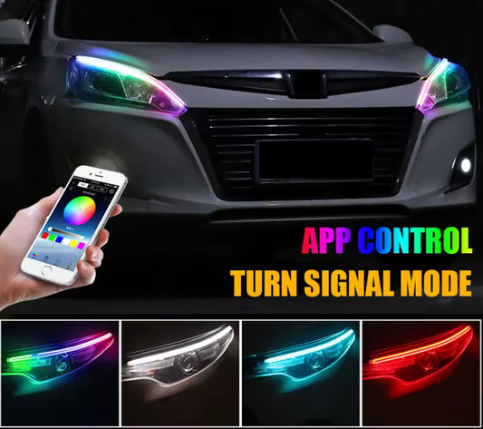 DRL RGB Headlight LED Strip Lights (with app controlled turn signal mode)