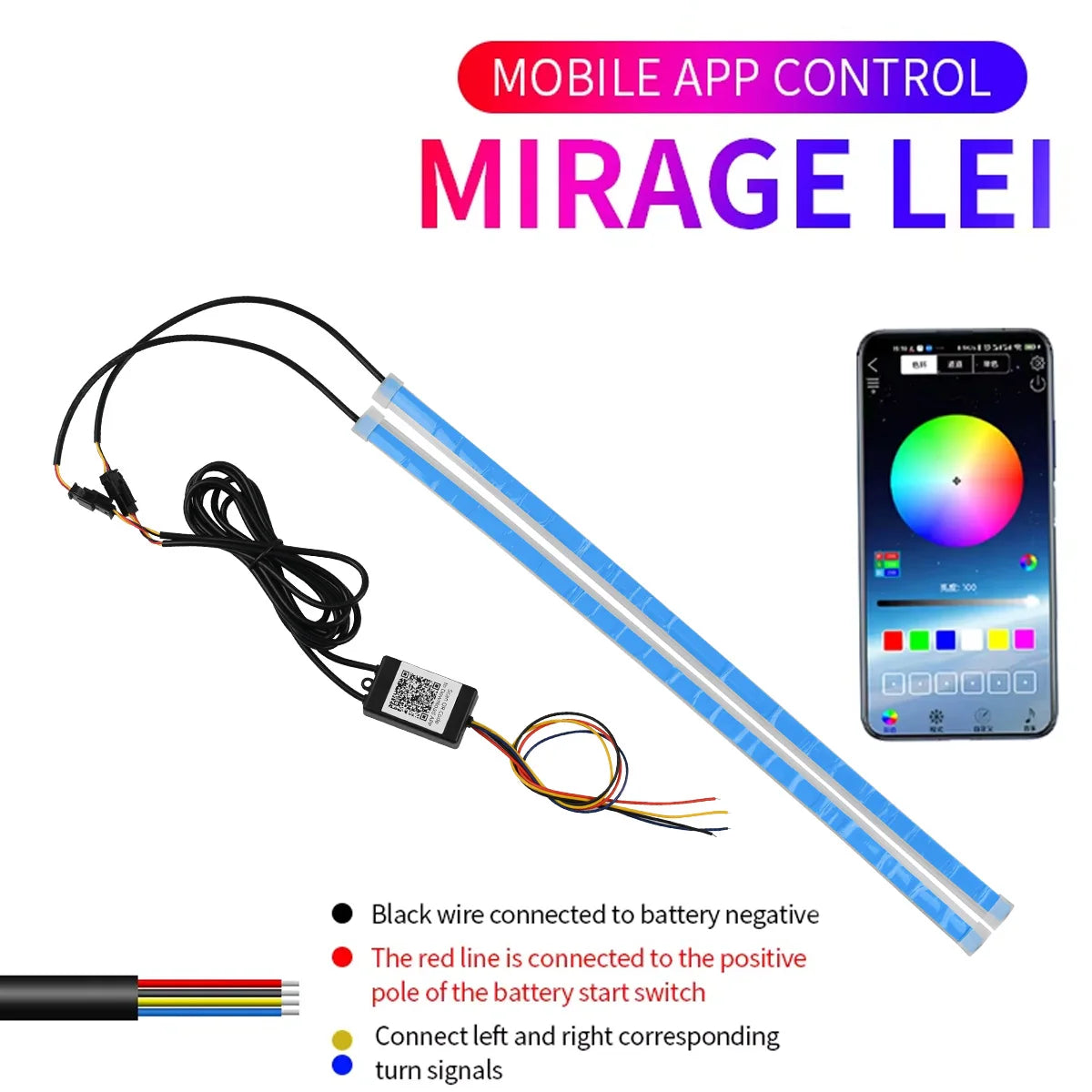 DRL RGB Headlight LED Strip Lights (with app controlled turn signal mode)